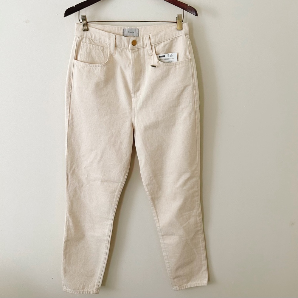 Triarchy Dye-Free Organic Cotton Off-White Cream Straight Leg Jeans Sz 29 NWT